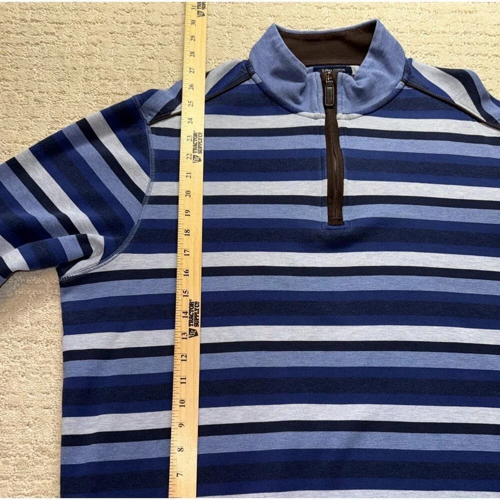 CREMIEUX Supima Cotton 1/4 Zip Pullover Sweater Multi Stripe XL‎